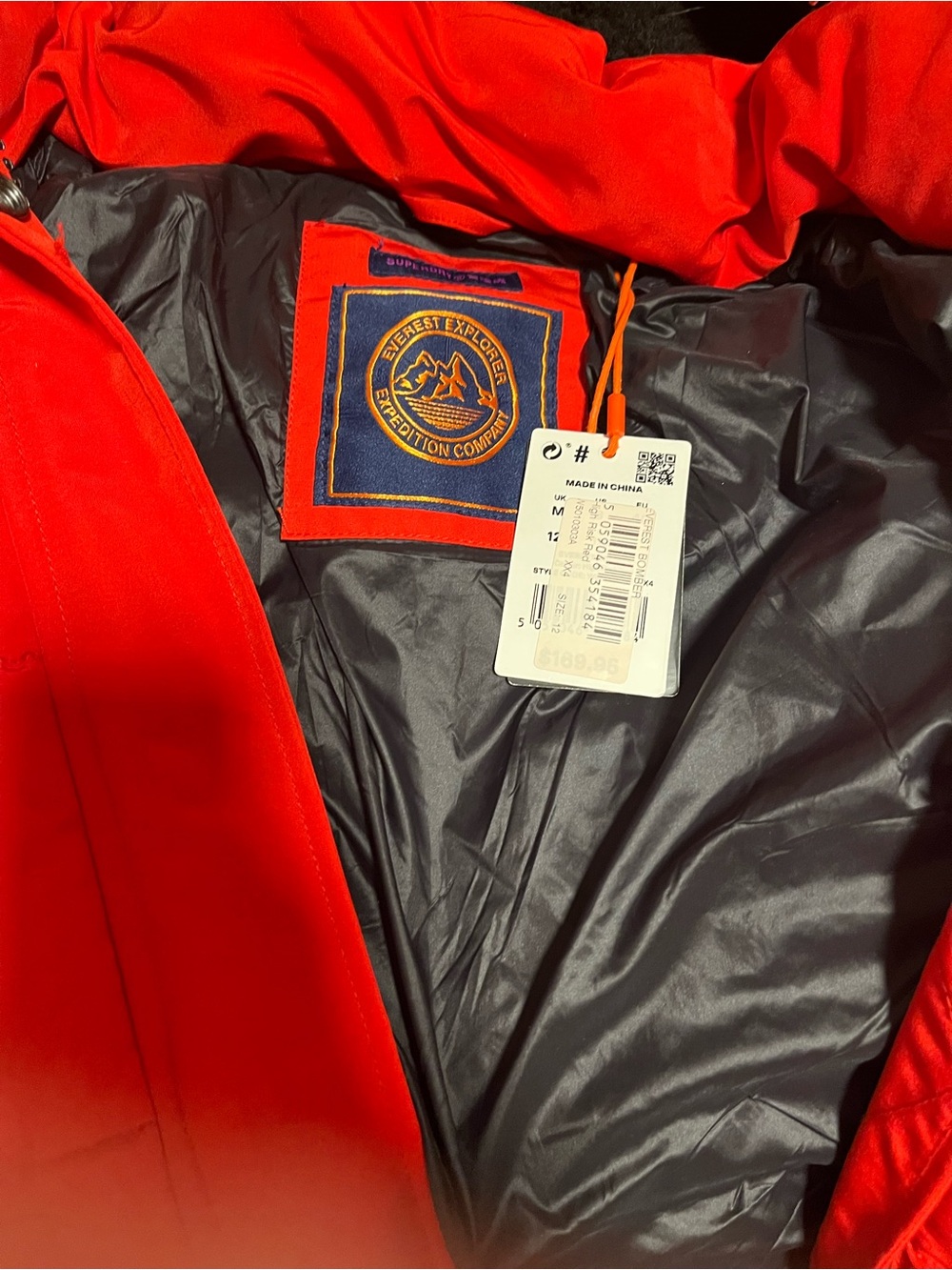 Superdry Everest Red Bomber Jacket with Navy Patch